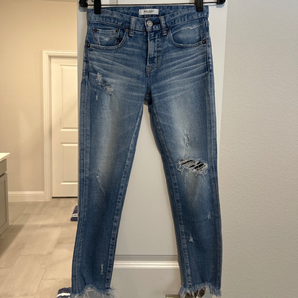 Moussy distressed cropped skinny jeans